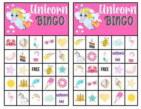 Unicorn Bingo Printable Free